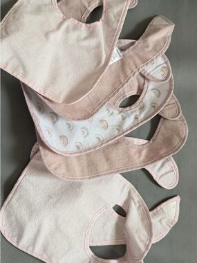 George Baby Bib Set in Soft Pink with Rainbow Print